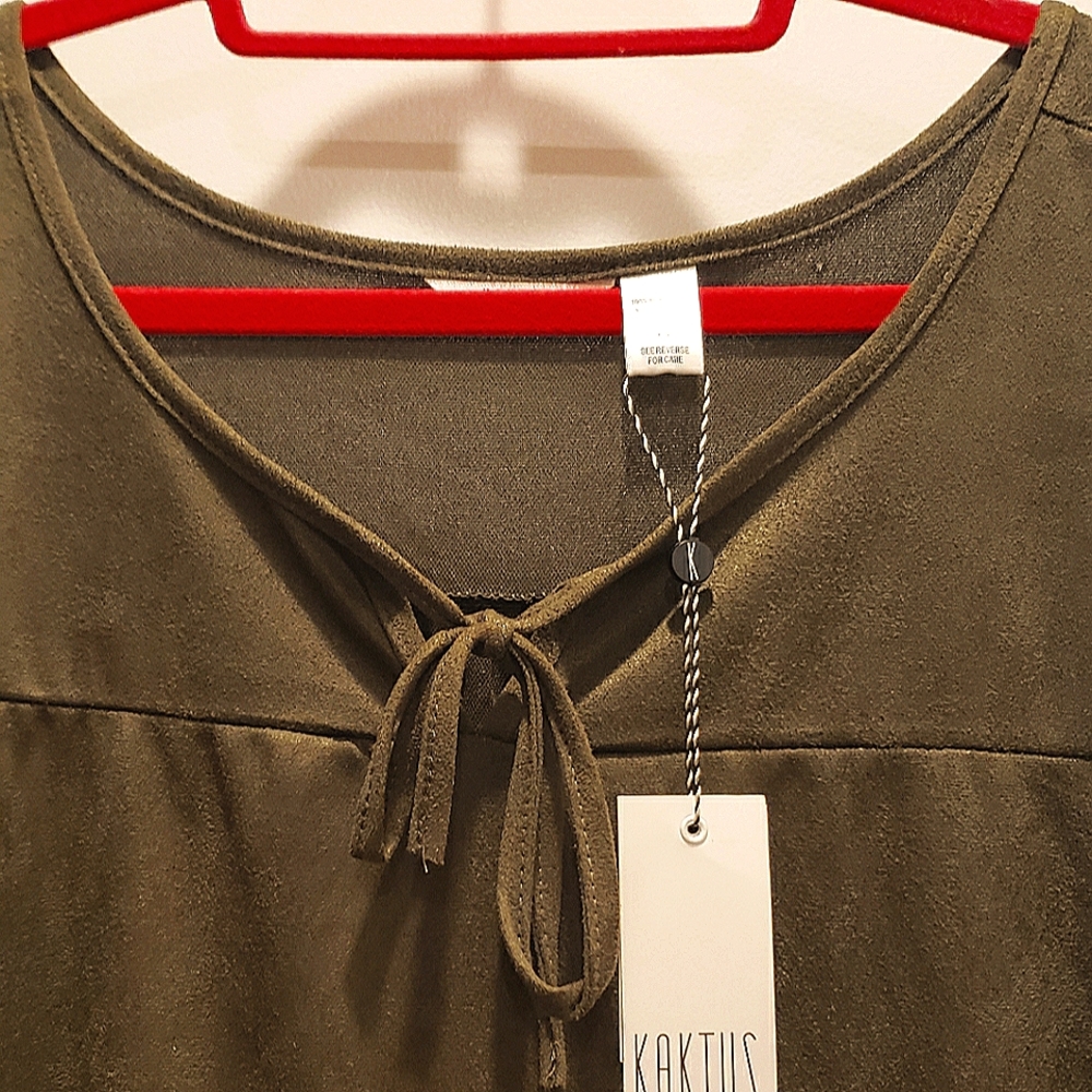 Plus-size olive brushed polyester maxi-dress. KAKTUS brand